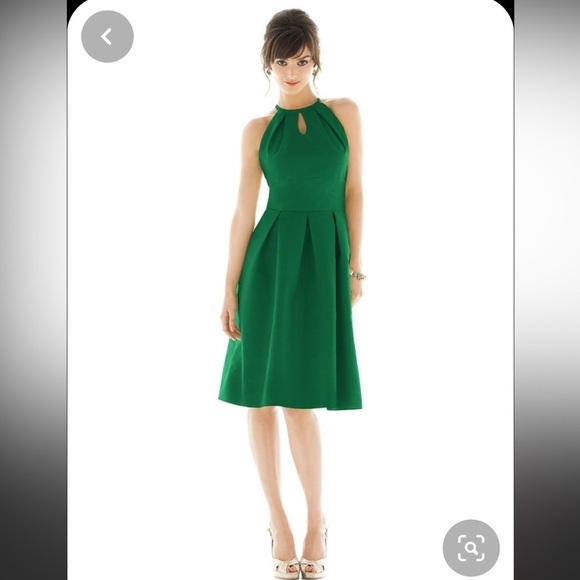 NWT Alfred Sung Dupion Halter Dress in Ivy Size 8 - Picture 1 of 10